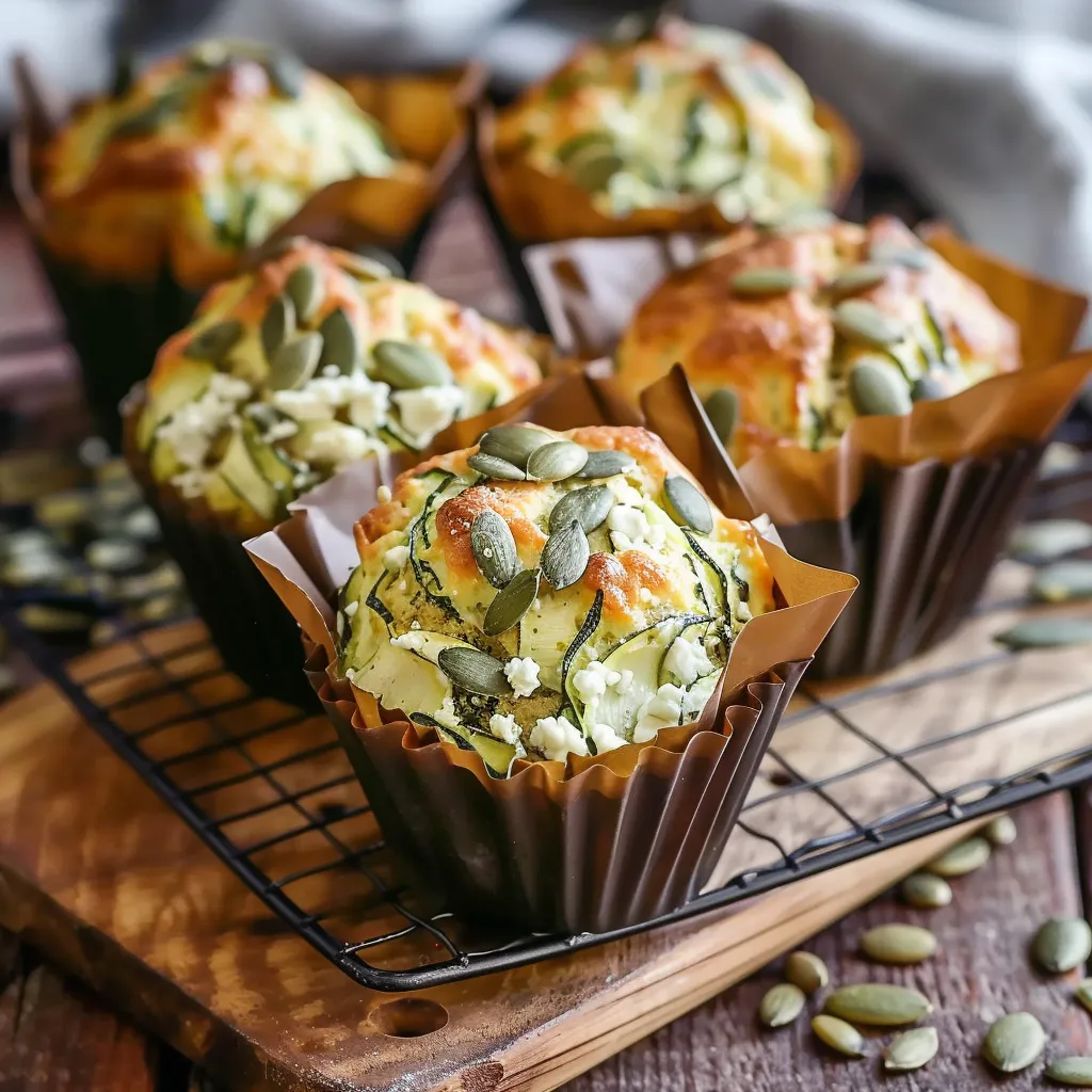 Muffins courgette, chèvre et graines de courge