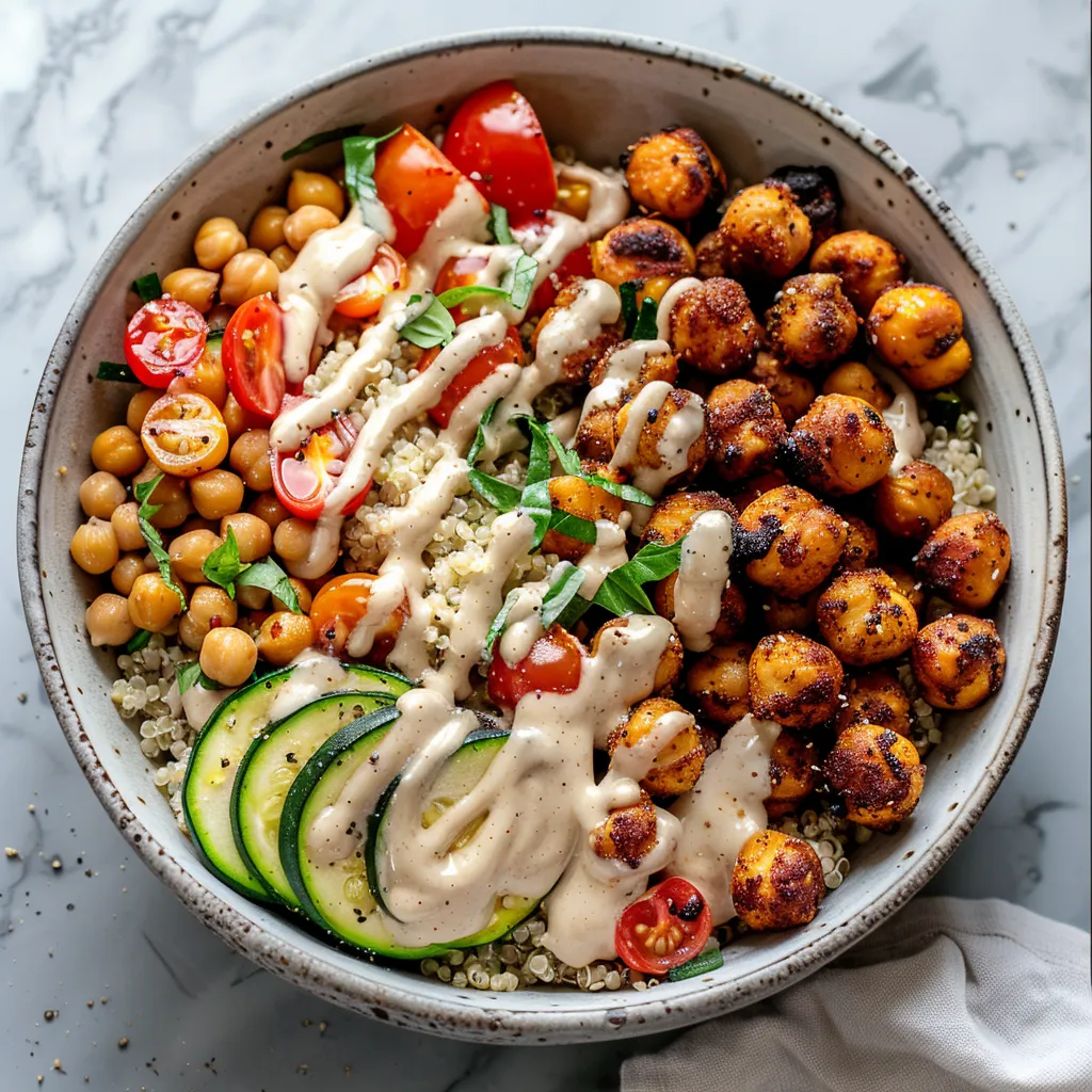 Bol Végétarien aux Pois Chiches Rôtis et Légumes